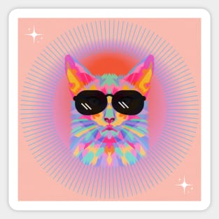 Cool Style Colorful Rainbow Cat Sticker